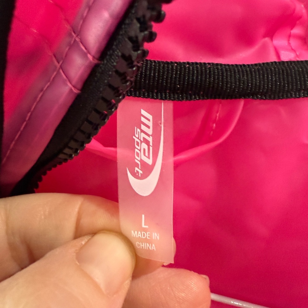 MTA Sport Hot Pink Semi Sheer Hooded Windbreaker Jacket Women’s Large Festival - Picture 2 of 6